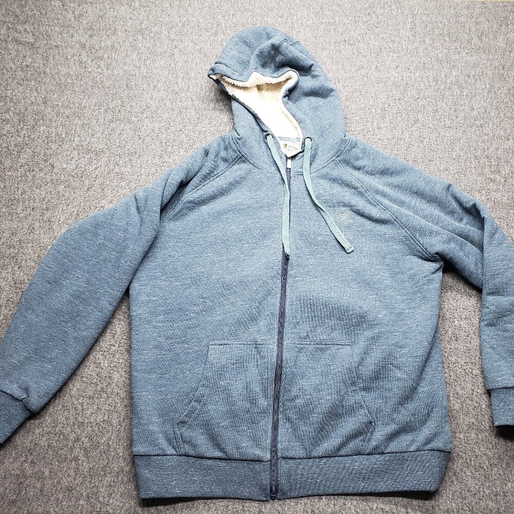 Ariat REAL Teal Sherpa Lined Full Zip Hoodie Women’s Large Plush Fleece Cozy